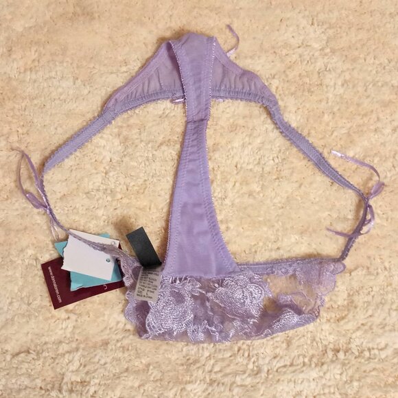 NWT ~ Donna L'oren Thong Embroidered Lace & Mesh Panty (Size: Large) - Picture 4 of 4